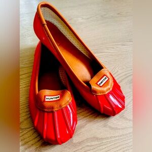 Hunter Boots Rain Flats Waterproof Red